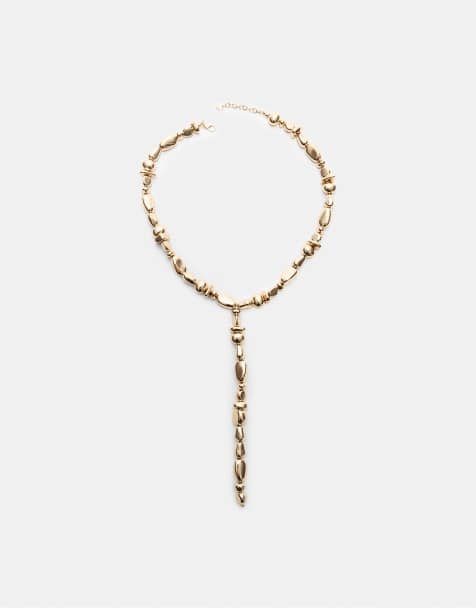 Stradivarius Lariat necklace in gold - view 1