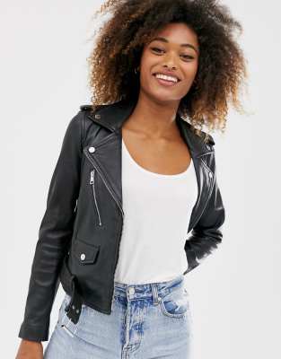 Stradivarius Leather Biker Jacket In Black | ModeSens