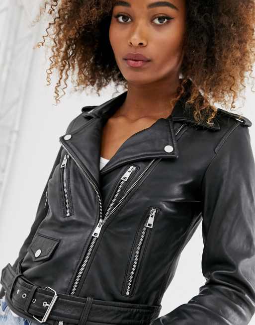 Stradivarius real leather biker jacket sale