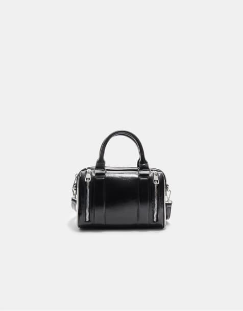 Stradivarius Leather effect bag with zips in black - view 1