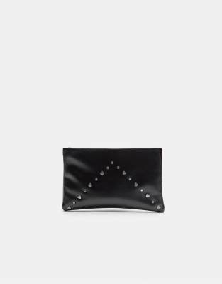  Leather effect toiletry bag with studs and hearts 