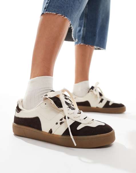 Stradivarius leather sneakers in cow print - view 1
