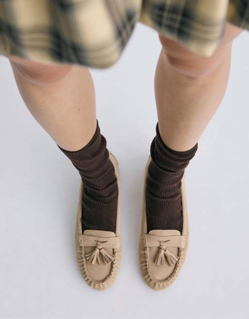 Stradivarius Leather tassel loafers in beige, 2 of 7