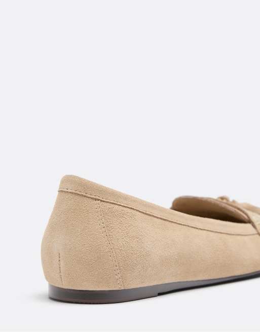 Stradivarius Leather tassel loafers in beige, 5 of 7