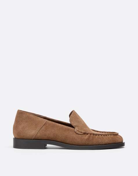 Stradivarius Leder-Loafer ohne Riegel in Hellbraun - view 1