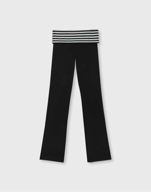 Stradivarius legging évasé à taille rabattue noir, 6 de 7