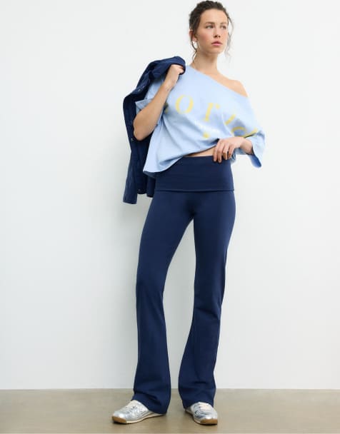 Stradivarius - Legging évasé - Bleu foncé - view 1