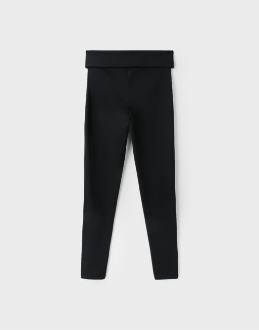 Stradivarius legging met omgeslagen tailleband in zwart, 7 van 7