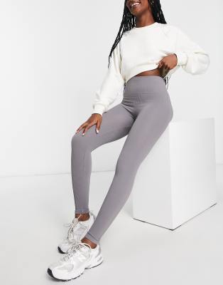 Stradivarius seamless ribbed leggings in charcoal  - ASOS Price Checker