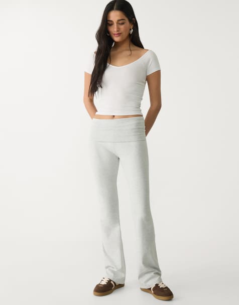 Stradivarius - Leggings a zampa grigio mélange - view 1