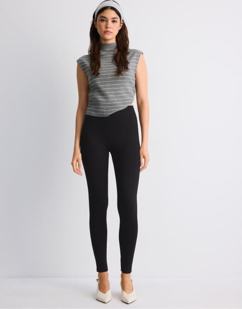 Stradivarius leggings in maglia nere - view 1