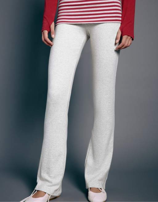 Stradivarius leggings med nedvikt midja och utsvängda ben i gråmelerad, 2 av 7