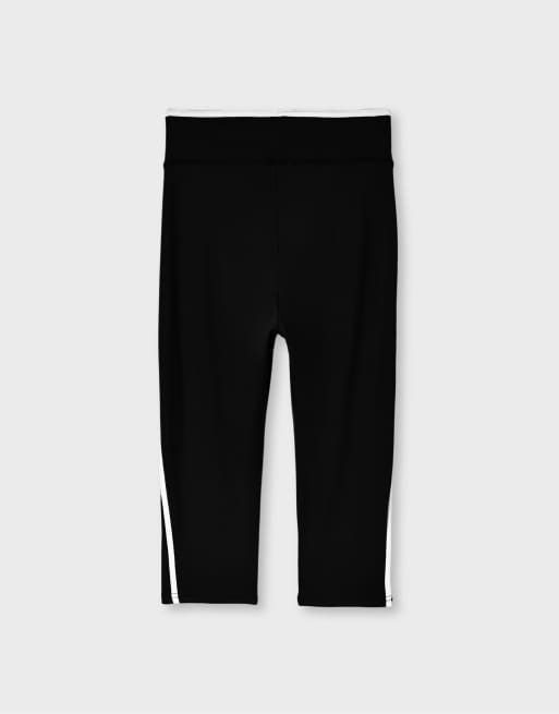 Stradivarius leggings med sidestribe i sort caprilængde, 7 af 7
