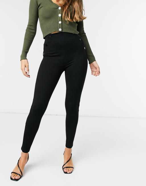 Stradivarius legging with button detail in black