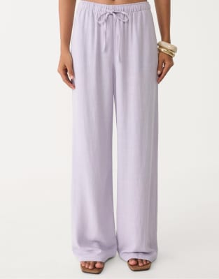 Stradivarius - Leinenmix-Hose in Flieder-Lila