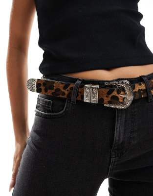 Stradivarius leopard belt in brown