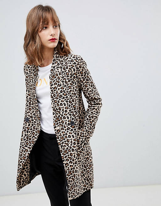 Stradivarius leopard print coat