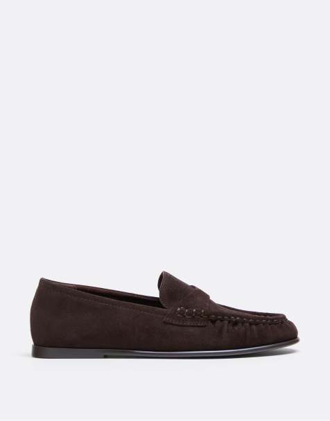 Stradivarius - Leren loafers in bruin - view 1