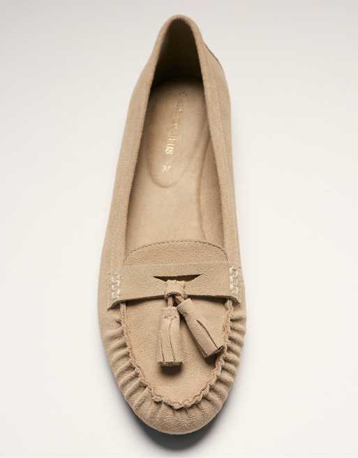 Stradivarius leren loafers met kwastjes in beige, 6 van 7