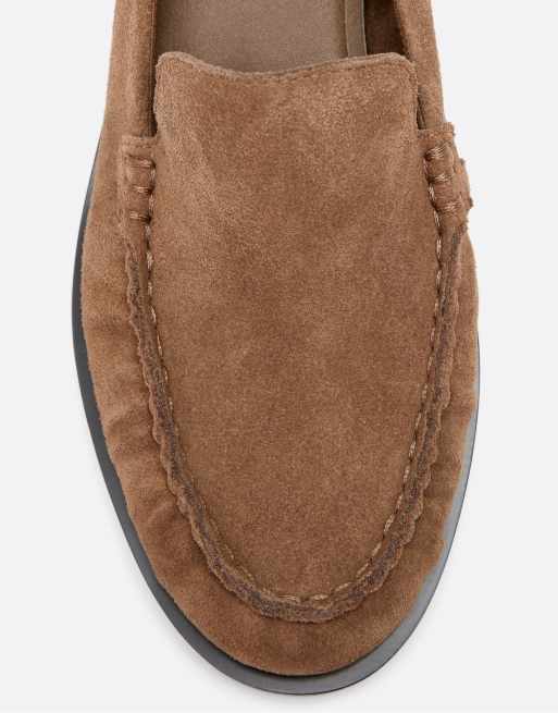 Stradivarius leren loafers zonder bandje in lichtbruin, 5 van 6