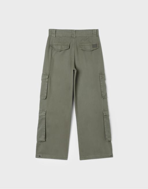 Stradivarius lige cargobukser i khaki, 6 af 6