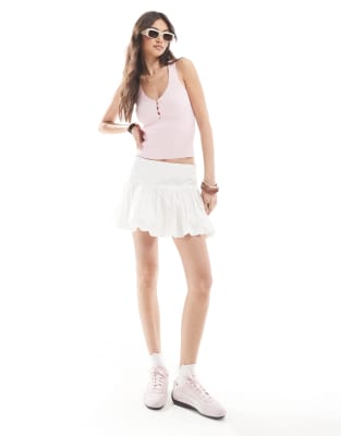 Stradivarius Light Knit Button Detail Tank Top In Pink