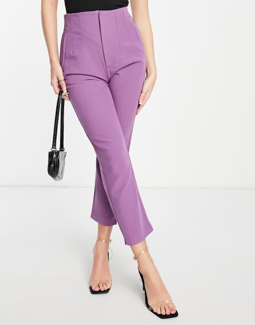 Stradivarius – Lila figursydda byxor med smal passform