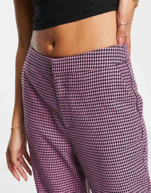 Stradivarius – Lila och svartrutiga byxor i bouclé, del av set, 3 av 4