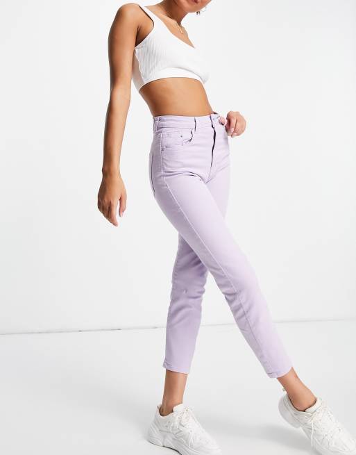 Stradivarius – Lila smala mom jeans med stretch, 4 av 4