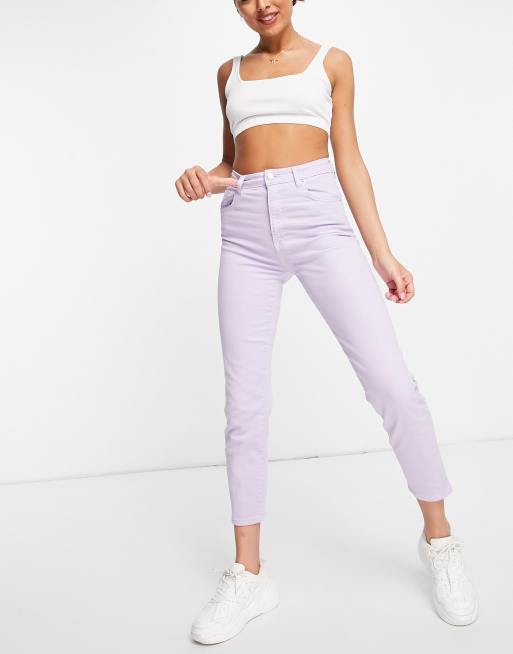 Stradivarius – Liliowe mom jeans o dopasowanym kroju ze stretchem