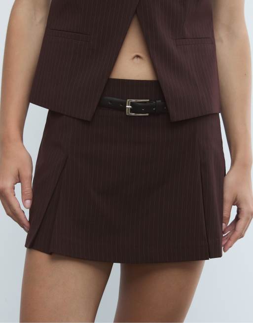 Stradivarius - Lilla elegant kort skort med striber, 3 af 4