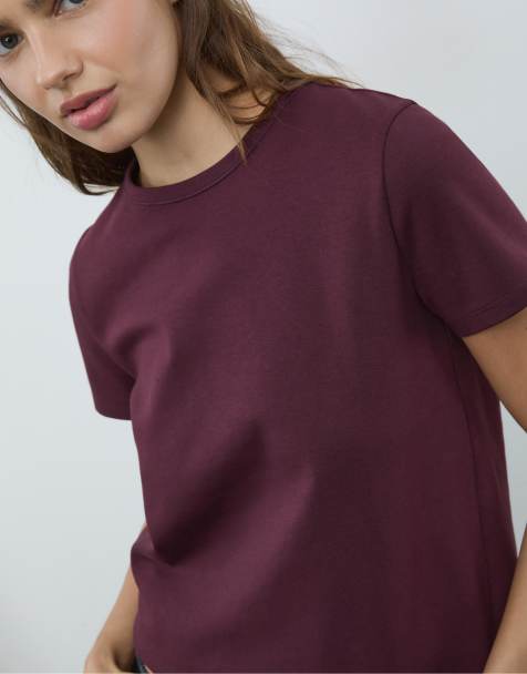 Stradivarius - Lilla og blød basis-T-shirt i regular fit - view 1