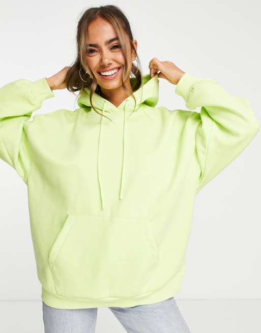 Stradivarius – Limonkowa bluza oversize z kapturem, część zestawu