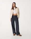 [Stradivarius] Stradivarius linen blend pants in blue 16 BLUE