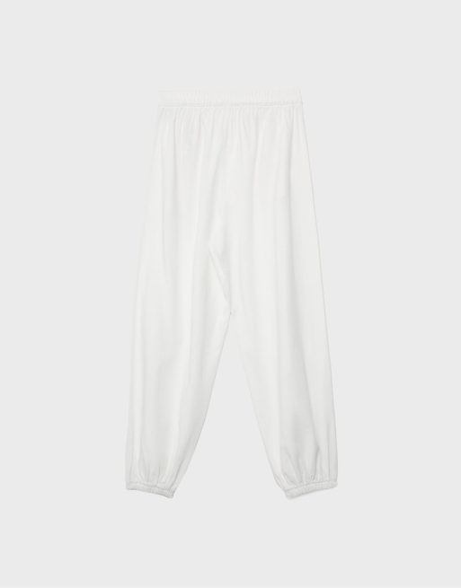 Stradivarius Linen-effect sarouel trousers in white, 7 of 7