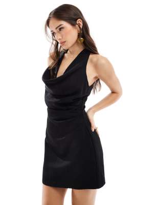 Stradivarius Linen-look Cowl Neck Mini Dress