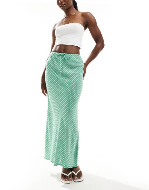 Green and blue striped maxi skirt best sale