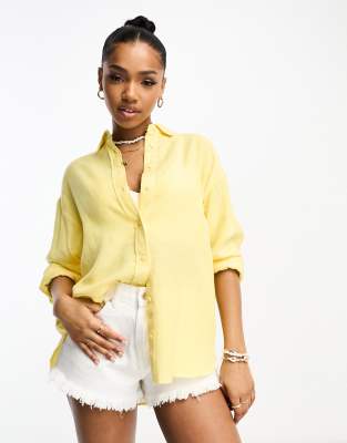 Lemon yellow best sale linen shirt