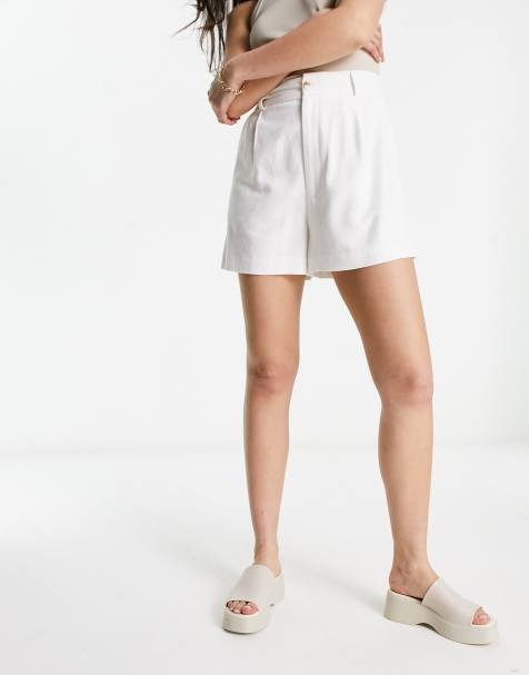 Stradivarius linen look short in white - view 1