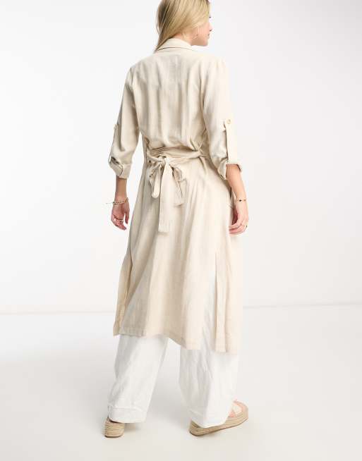 Long linen coat clearance dress