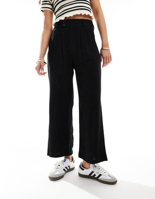 Stradivarius linen mix culottes in black (part of a set) 