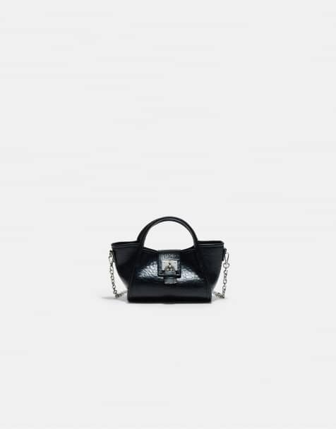 Stradivarius liten crossbody-väska med hänglås i svart - view 1