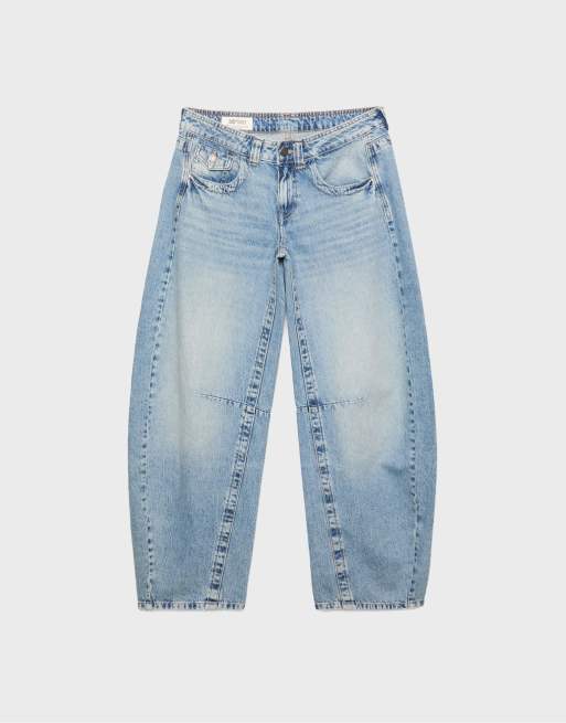 Stradivarius – Ljusblå jeans med låg midja och ballongben, 6 av 7