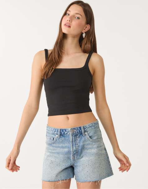 Stradivarius – Ljusblå shorts med strass - view 1