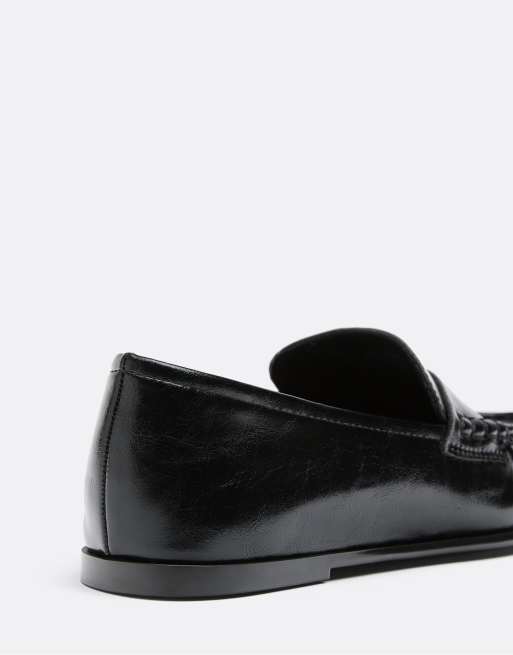 Stradivarius Loafer in Lederoptik in Schwarz, 5 von 5