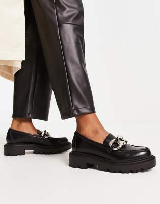 stradivarius black loafers