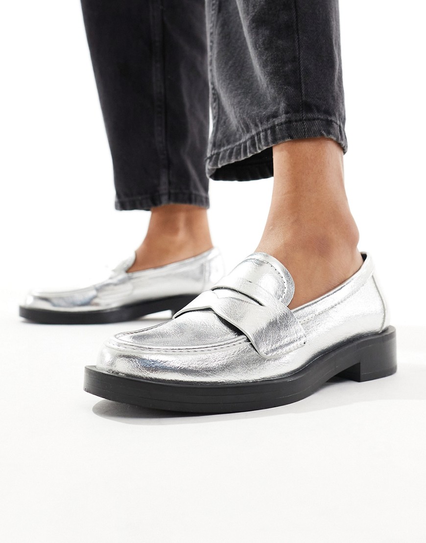 Stradivarius Loafers In Silver