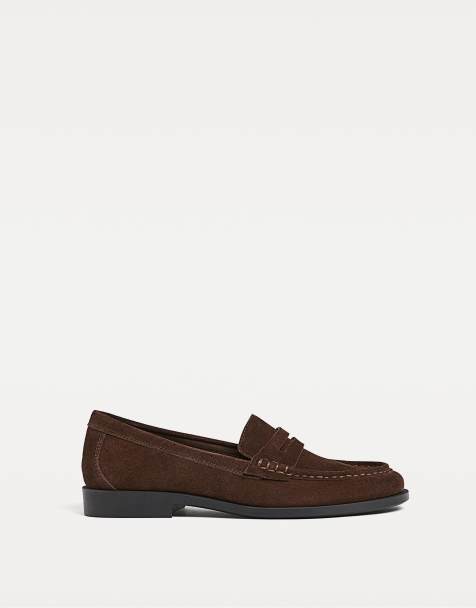 Stradivarius - Loafers van suède in bruin - view 1