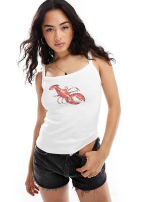 Stradivarius lobster cami top in white