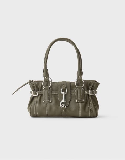 Stradivarius Lobster clasp bag in khaki - view 1